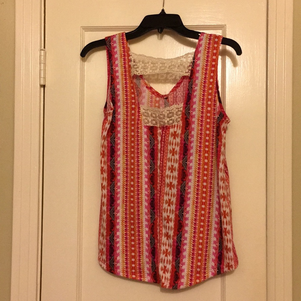 🐸 3/$30 Festival Tank Top with Crochet Insets